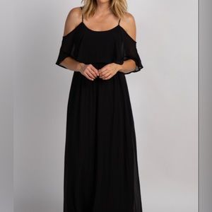 Pinkblush Black Chiffon Layered Maxi Dress | Black Maxi | Pinkblush Maternity